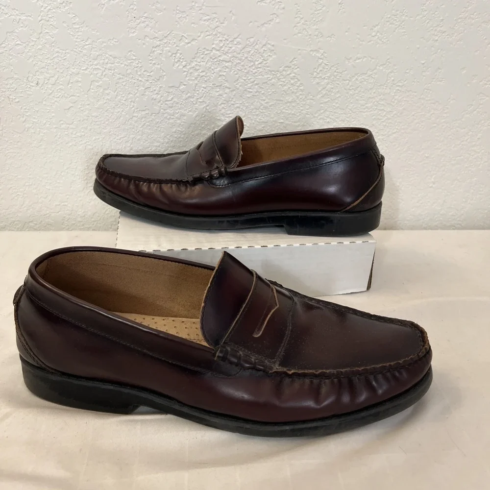 NUNN BUSH‎ Burgundy LEATHER MOC TOE PENNY LOAFER Shoes 84109-601 Mens size 11.5M